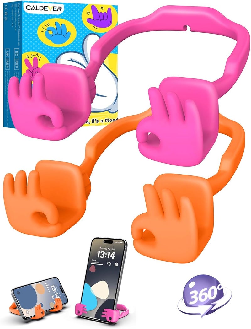 CALDEVER Valentines Day Gifts for Teens Girls Kids Women: 2 Pack Cell Phone Stand OK Gesture Phone Holder for Desk Adults Wife Mom Daughter Her Birthday Gadgets Trendy Stuff Ideas Gifts for Easter Basket - Image 1